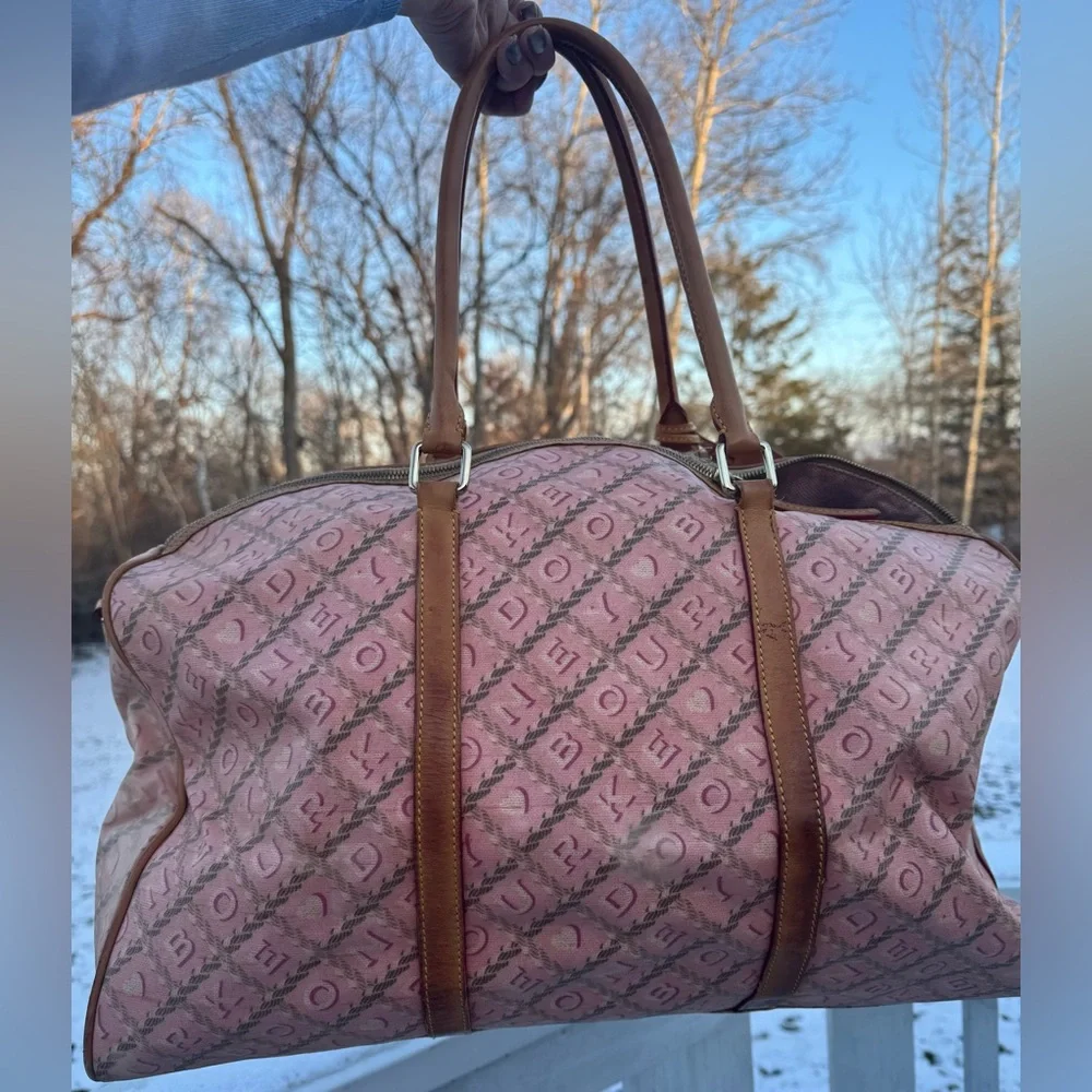 Vintage Dooney & Bourke Bubble Gum Pink Monogram Carry On Travel Bag Y2K - Picture 2 of 16